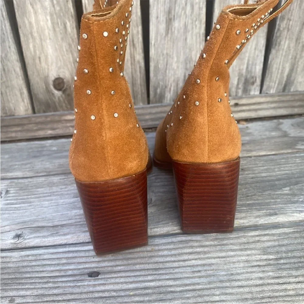 Schutz Laurinete suede Western Booties in brown size 6.5
